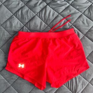 Red athletic shorts